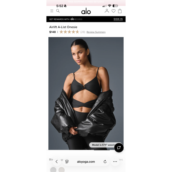 Alo yoga Airlift A-List Onesie in Black - Picture 5 of 8